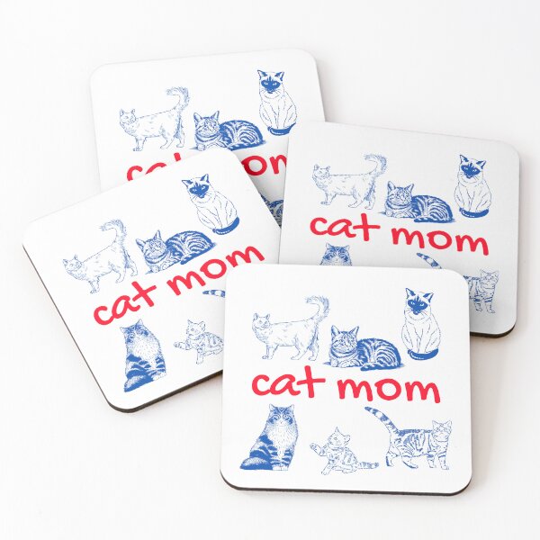 Item preview, Cat Mom Retro Blue Illustrations - Wobbly Line Art Edition designed and sold by Niji Hibana.