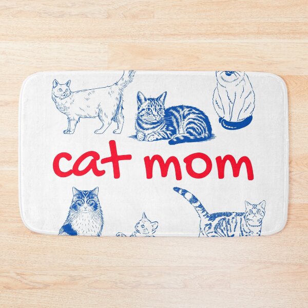Item preview, Cat Mom Retro Blue Illustrations - Wobbly Line Art Edition designed and sold by Niji Hibana.