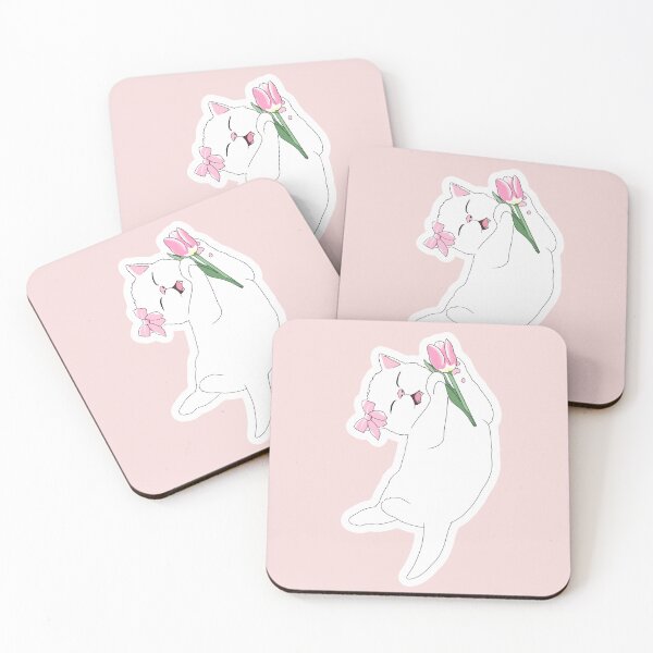 Item preview, smiling mini cat with pink tulip designed and sold by sara747.