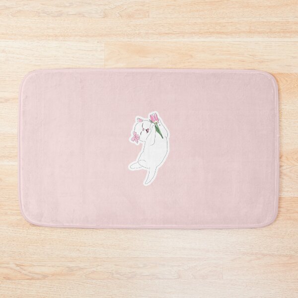 Item preview, smiling mini cat with pink tulip designed and sold by sara747.