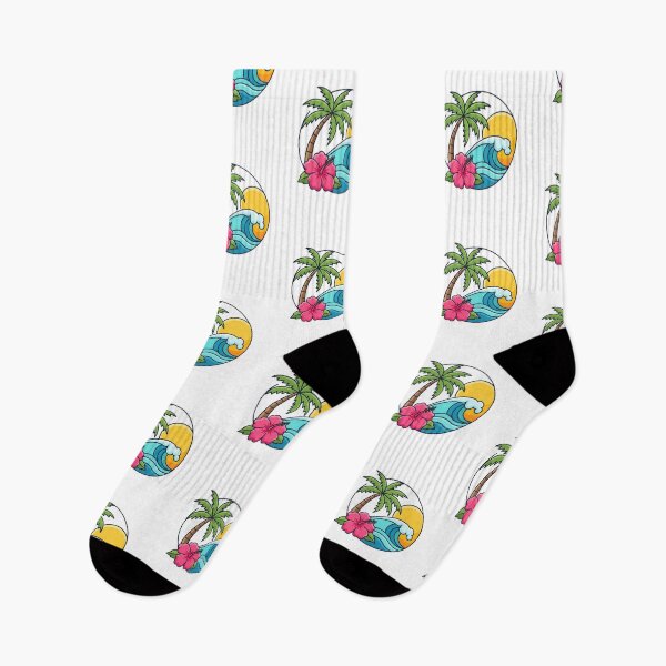 Item preview, Tropical Beach Palm Tree Wave Hibiscus Summer Design designed and sold by PlumArtDesign.