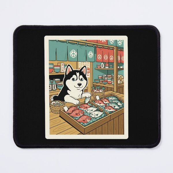 Item preview, Shiba Inu Fish Market Illustration Cozy Scene designed and sold by JordynLadukeg65.