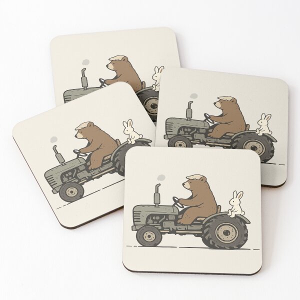 Item preview, Bear Driving Tractor – Whimsical Animal Art designed and sold by Dogandesighn.