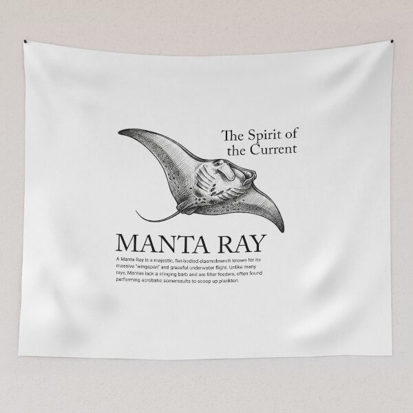 Item preview, Manta Ray - The Spirit of the Current Vintage Marine Biology   designed and sold by MotionBanana Art.