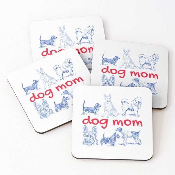 Item preview, Dog Mom Retro Blue Illustrations - Wobbly Line Art Dog Art designed and sold by Niji Hibana.