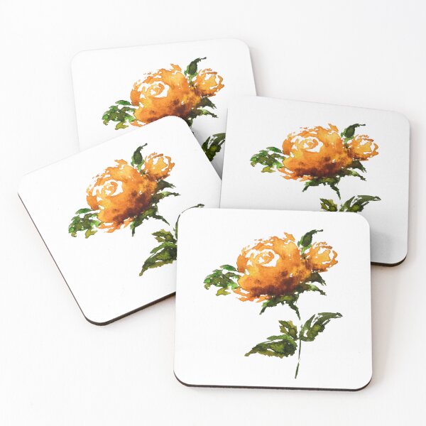 Item preview, Hand-painted Yellow Orange Rose Watercolor Art Print| Yellow Rose Sticker designed and sold by Little Bloom Studio.