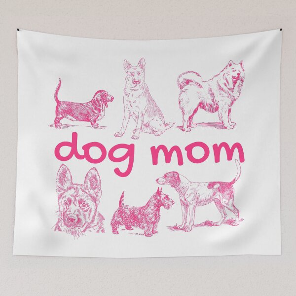 Item preview, Dog Mom Pink Retro Illustrations - Kawaii Wobbly Line Art designed and sold by Niji Hibana.