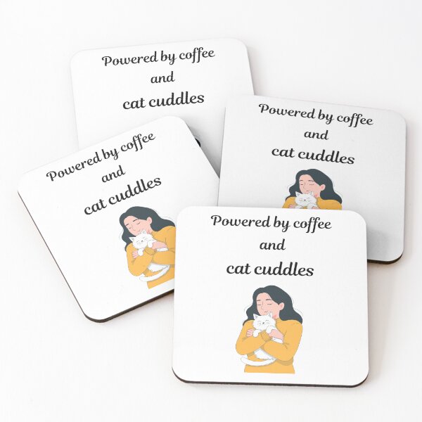 Item preview, Powered by Coffee and Cat Cuddles designed and sold by jyotsanafinds.