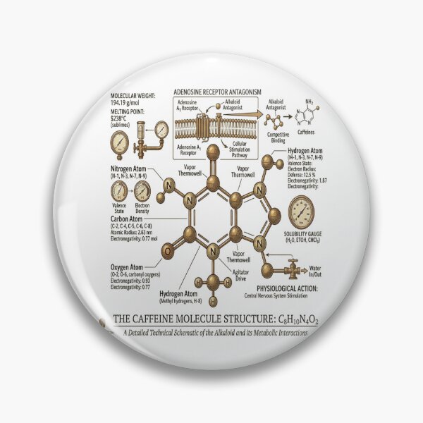 Item preview, The Caffeine Molecule - Advanced Coffee Chemistry Schematic designed and sold by ClaussShop.