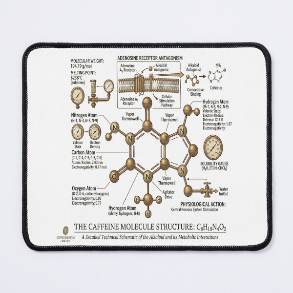 Item preview, The Caffeine Molecule - Advanced Coffee Chemistry Schematic designed and sold by ClaussShop.