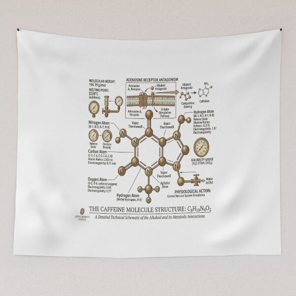 Item preview, The Caffeine Molecule - Advanced Coffee Chemistry Schematic designed and sold by ClaussShop.
