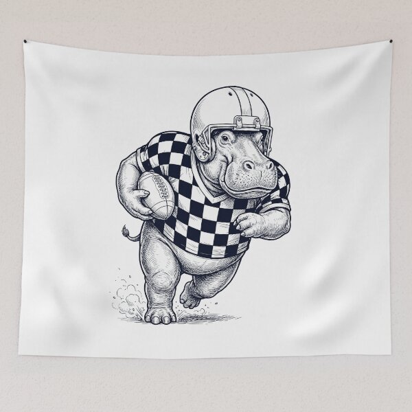 Item preview, Vintage Hippo Playing American Football Player Animal Lover designed and sold by TerryConnells.