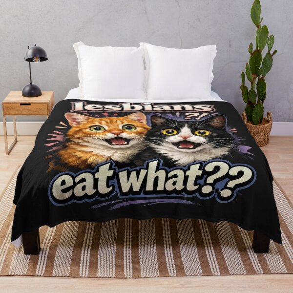 Item preview, Funny Shocked Cat Meme Lesbians Eat What?? designed and sold by Owcomm.