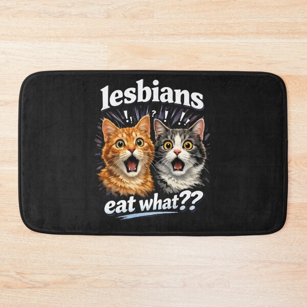 Item preview, Funny Shocked Cats Lesbians Eat What?? Inappropriate Joke designed and sold by Owcomm.