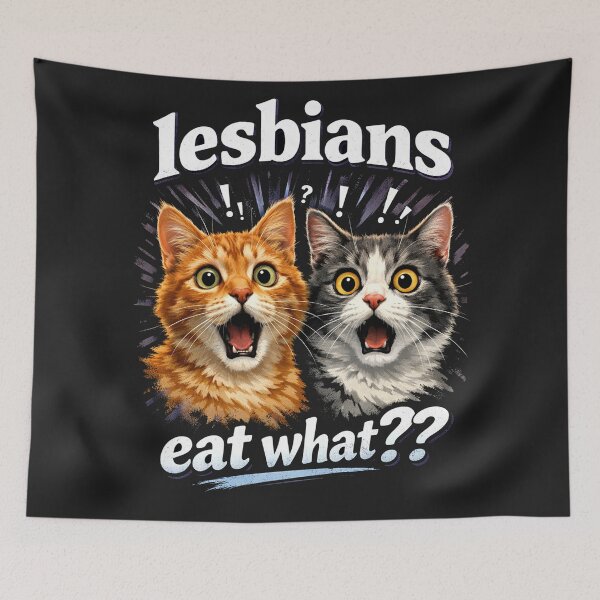 Item preview, Funny Shocked Cats Lesbians Eat What?? Inappropriate Joke designed and sold by Owcomm.