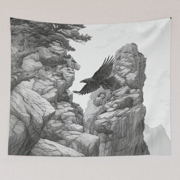 Item preview, A Raven gliding above rugged cliffs, Birds in Motion designed and sold by CDC40.