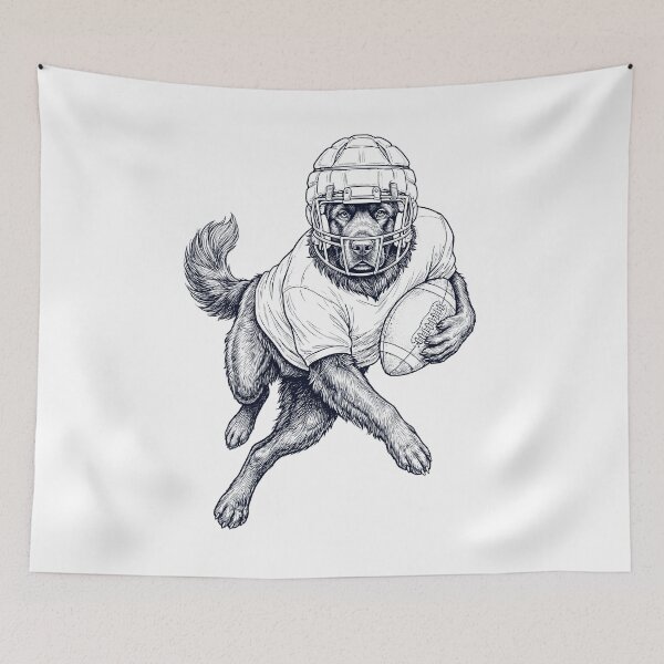 Item preview, Vintage Newfoundland Playing American Football Player Dog Lover designed and sold by TerryConnells.