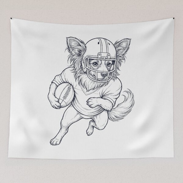 Item preview, Vintage Papillon Playing American Football Player Dog Lover designed and sold by TerryConnells.