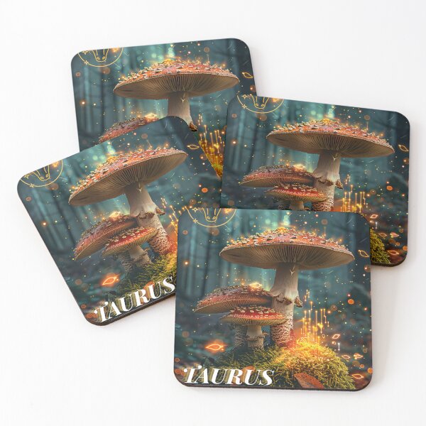 Item preview, Taurus Zodiac Mushroom – Celestial Fungi Astrological Art designed and sold by ZubekStudio.