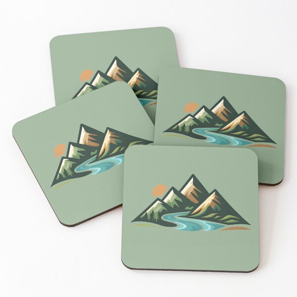 Item preview, Geometric Nature Landscape with Mountains and River designed and sold by GiggleTime.