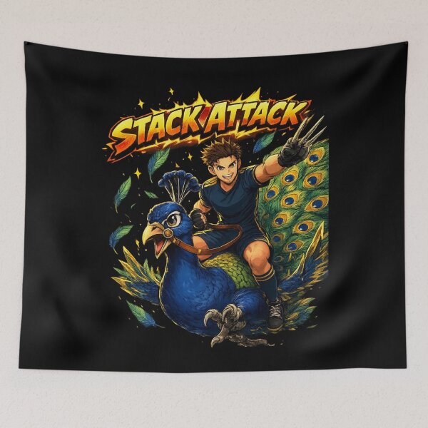 Item preview, Stack Attack Anime Peacock Rider – Bold Fantasy Sports Style T-Shirt & Sticker Design designed and sold by Final Whistle Art.