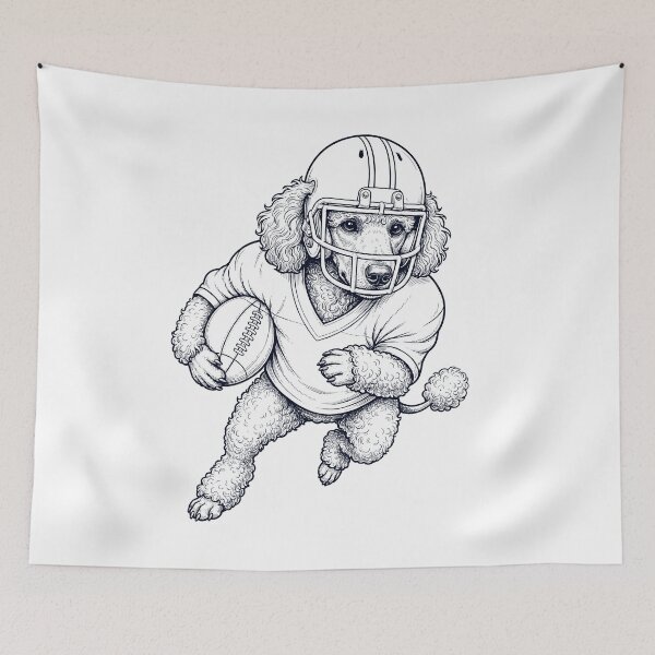 Item preview, Vintage Poodle Playing American Football Player Dog Lover designed and sold by TerryConnells.