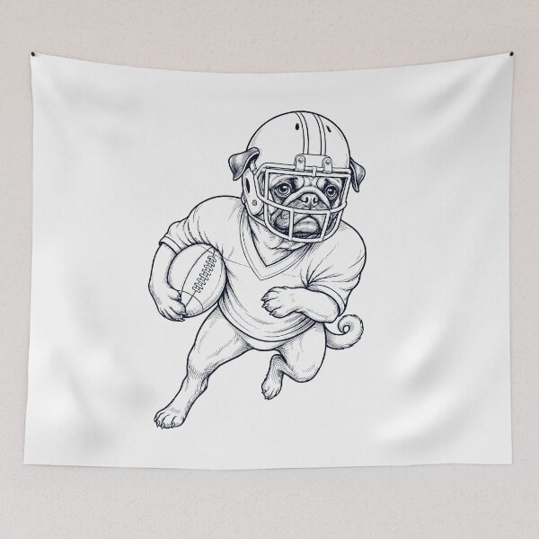 Item preview, Vintage Pug Playing American Football Player Dog Lover designed and sold by TerryConnells.