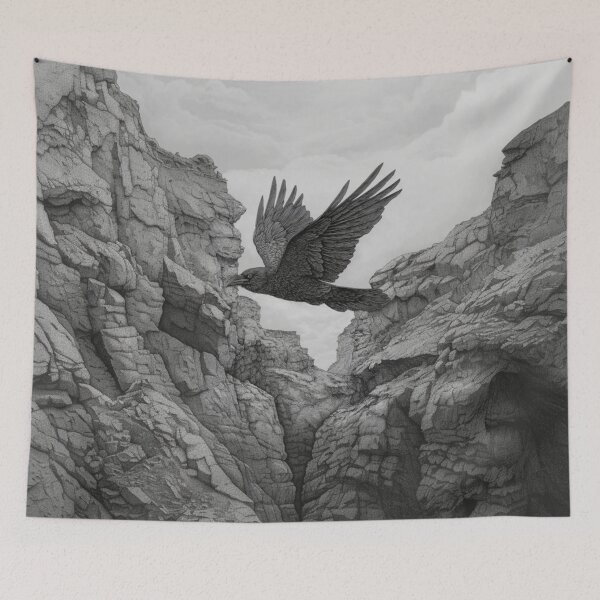 Item preview, A Raven gliding above rugged cliffs, Birds in Motion designed and sold by CDC40.