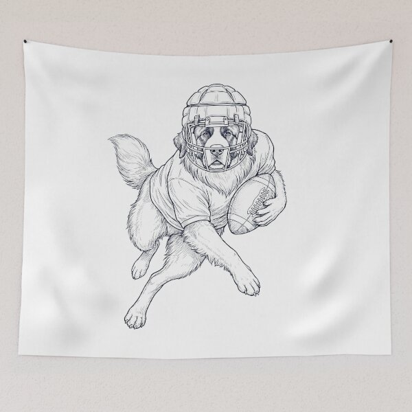 Item preview, Vintage Saint Bernard Playing American Football Player Dog Lover designed and sold by TerryConnells.