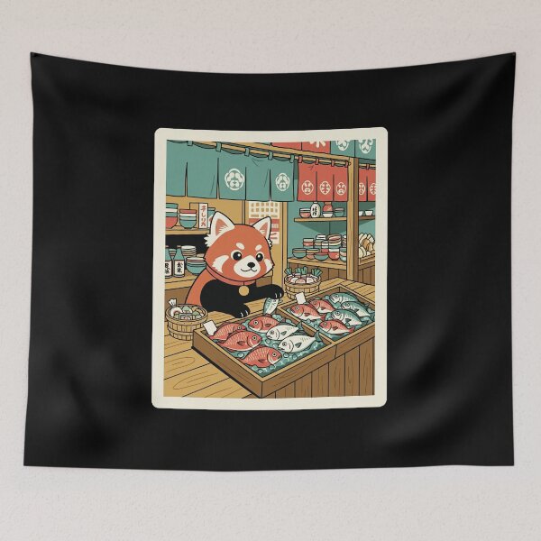 Item preview, Red Panda Sushi Chef Cute Japanese Market Illustration designed and sold by JordynLadukeg65.