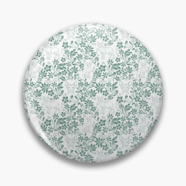 Item preview, Sphynx Cat Floral Pattern | Hairless Cat Aesthetic Design in Teal designed and sold by WildLakePatterns.