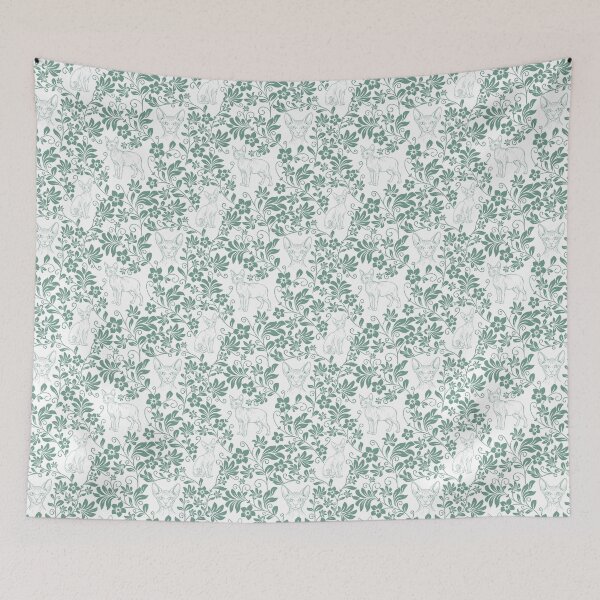 Item preview, Sphynx Cat Floral Pattern | Hairless Cat Aesthetic Design in Teal designed and sold by WildLakePatterns.