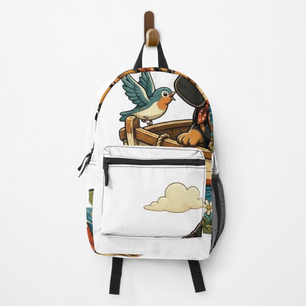 Item preview, Cute dachshund in a boat with a bird and lake motif designed and sold by TrendPrintsforyou.