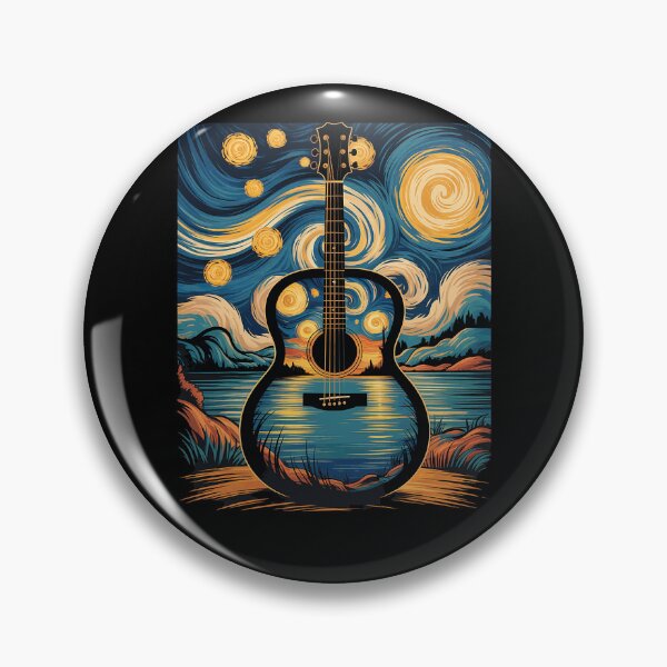 Item preview, Guitar Lake Starry Night Music Guitarist Van Gogh Funny Gift T-Shirt designed and sold by michealhunt1.