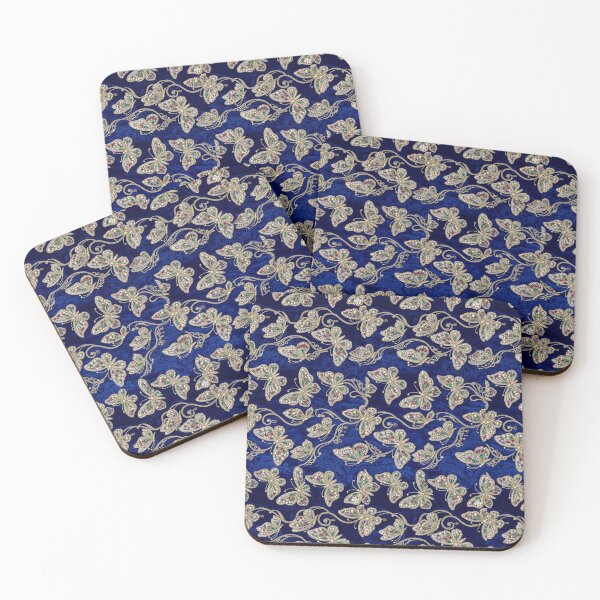 Item preview, Royal Blue Velvet with Jeweled Butterfly Embroidery designed and sold by KeerthiCuteFind.