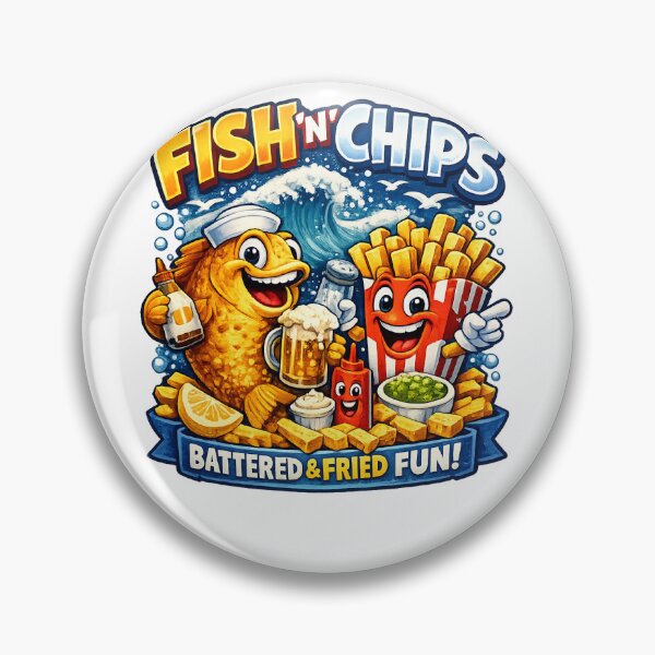 Item preview, Fish ‘n’ Chips Funny Design – British Food Cartoon Batter & Fried Fun designed and sold by GarnerSupplyCo.