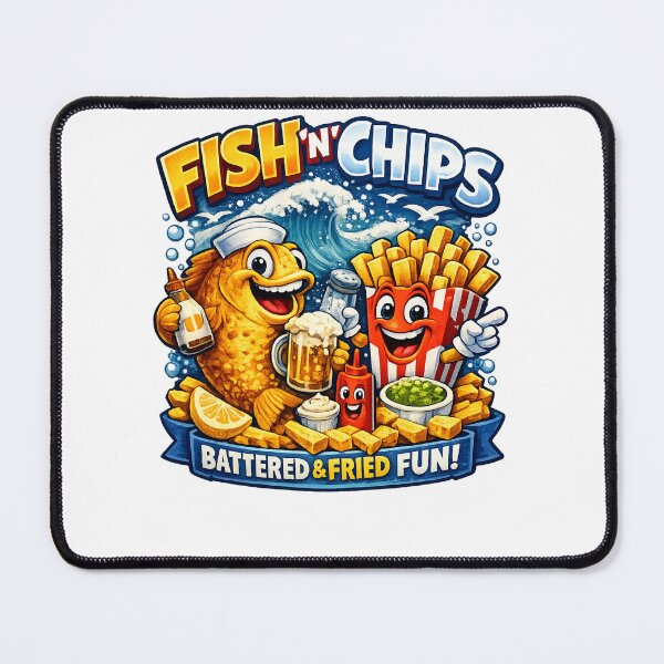 Item preview, Fish ‘n’ Chips Funny Design – British Food Cartoon Batter & Fried Fun designed and sold by GarnerSupplyCo.