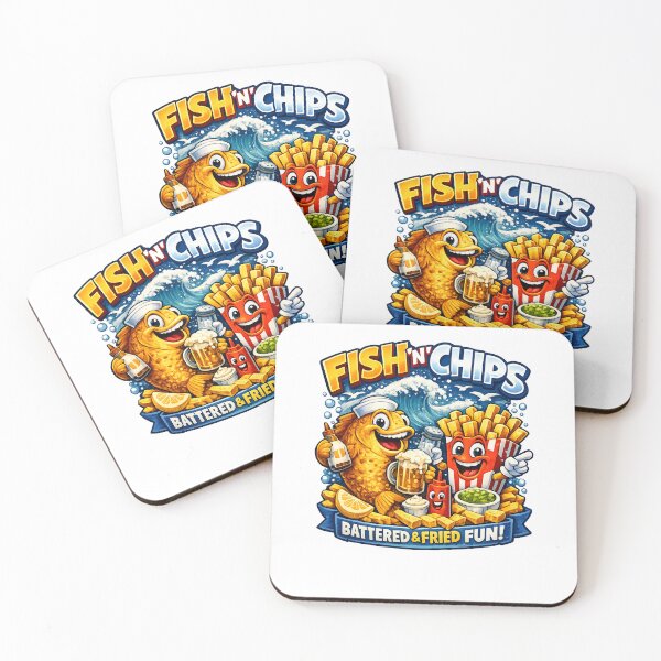 Item preview, Fish ‘n’ Chips Funny Design – British Food Cartoon Batter & Fried Fun designed and sold by GarnerSupplyCo.