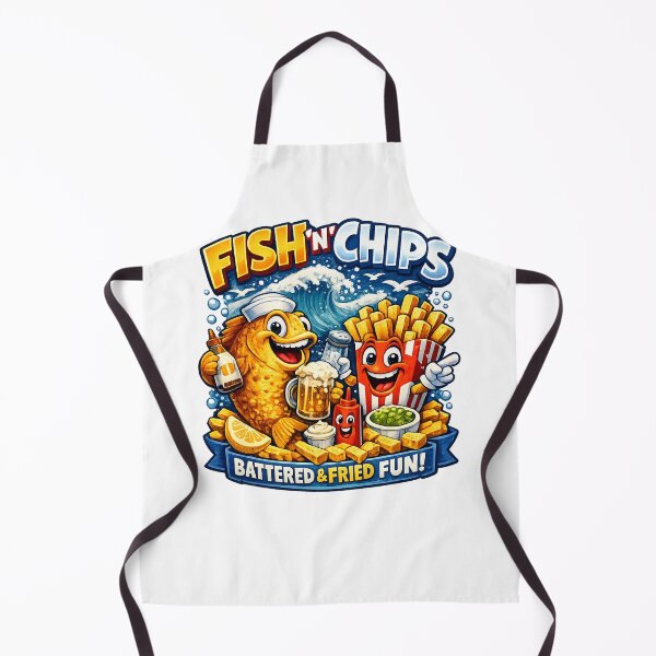 Item preview, Fish ‘n’ Chips Funny Design – British Food Cartoon Batter & Fried Fun designed and sold by GarnerSupplyCo.