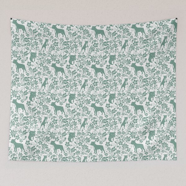 Item preview, Staffordshire Bull Terrier Floral Pattern | Cute Staffy Dog Design in Green designed and sold by WildLakePatterns.
