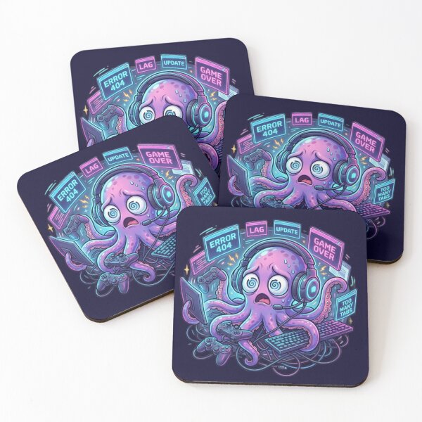 Item preview, Multitasking Gamer Octopus – Funny Tech Chaos Illustration designed and sold by ChaosNest.