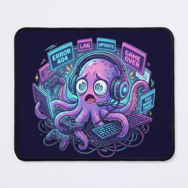 Item preview, Multitasking Gamer Octopus – Funny Tech Chaos Illustration designed and sold by ChaosNest.