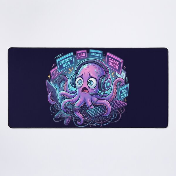 Item preview, Multitasking Gamer Octopus – Funny Tech Chaos Illustration designed and sold by ChaosNest.
