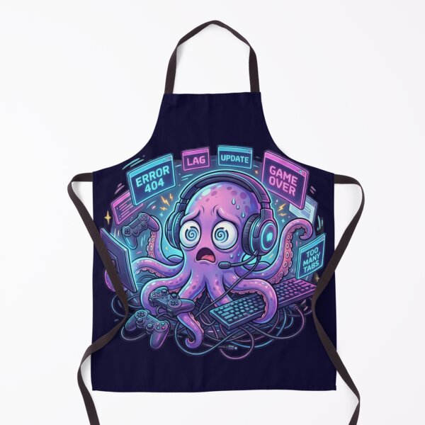 Item preview, Multitasking Gamer Octopus – Funny Tech Chaos Illustration designed and sold by ChaosNest.