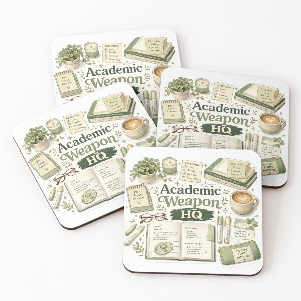 Item preview, Academic Weapon HQ – Aesthetic Study Desk Flat Lay Art | Studygram Student Gift designed and sold by irfanshikh.