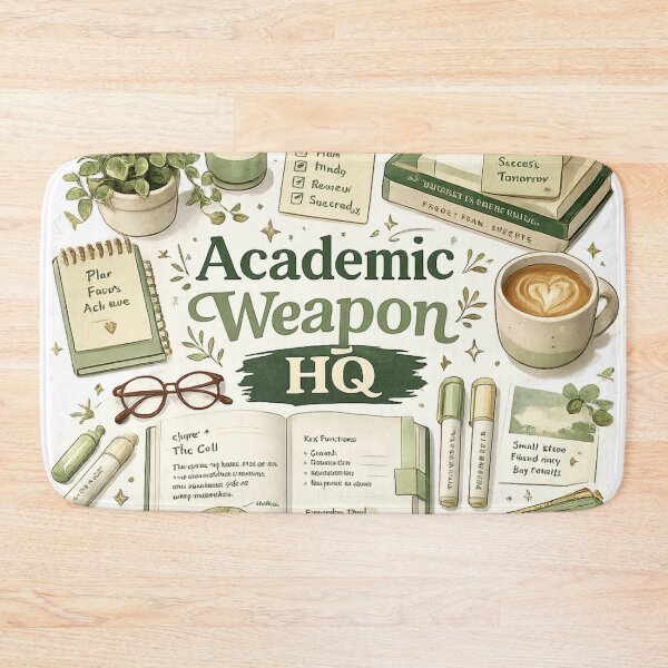 Item preview, Academic Weapon HQ – Aesthetic Study Desk Flat Lay Art | Studygram Student Gift designed and sold by irfanshikh.