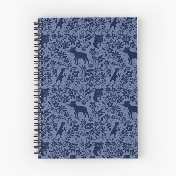 Item preview, Staffordshire Bull Terrier Floral Pattern | Cute Staffy Dog Design in Blue designed and sold by WildLakePatterns.