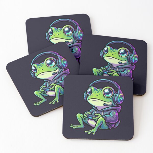 Item preview, Gaming Frog with Headset designed and sold by ChaosNest.