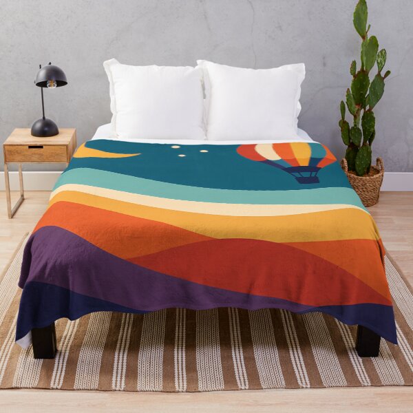 Item preview, Moonlit Hot Air Balloon over Wavy Hills designed and sold by InkSmithery.
