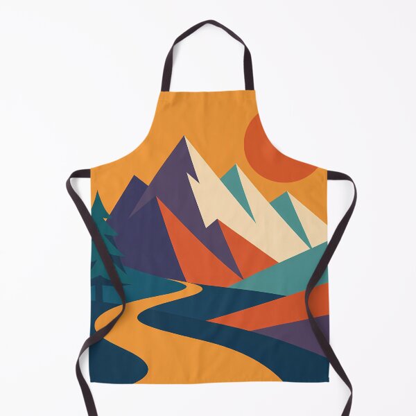 Item preview, Geometric Mountain Peaks with Sun and Winding River designed and sold by InkSmithery.